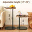 Table de salle à manger à hauteur réglable avec plateau télé pour manger, petite table d'appoint pivotante à 360 ° en forme de C, table de bout avec accoudoirs qui se glissent sous le canapé, lit, bureau