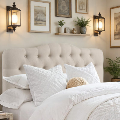 Linen Upholstered Headboard-Modern-Adjustable Height-Button Tufting by Alcott Hill
