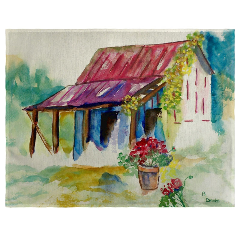Napperon Cy Barn & Geraniums 18 "