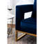 Contemporary Arm Chair, Blue - Upholstered With Soft Fabric, Metal Construction, Square , Cushy Pillow Back Comfy Armrest Chair In Velvety Frame, Cut-Out Cozy Cushion