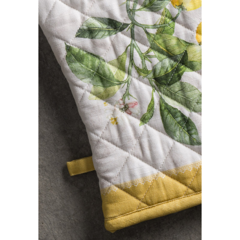Gant de cuisine + manique 100 % coton Maison d'Hermine Limoncello - 7,5 po x 13 po et 8 po x 8 po