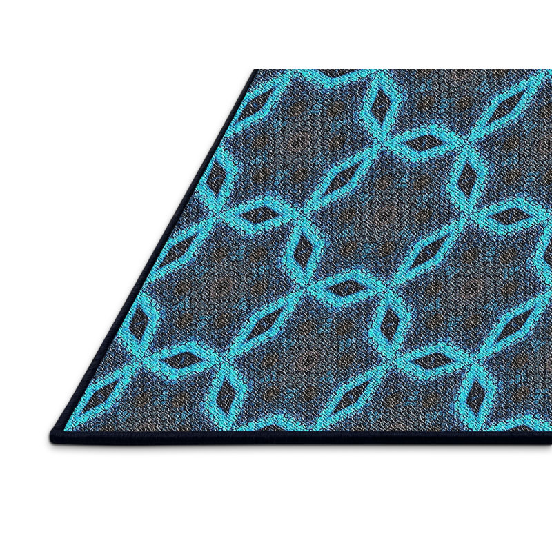 Tapis bleu ciel tissé à la machine, Rectangle 3 pi x 5 pi