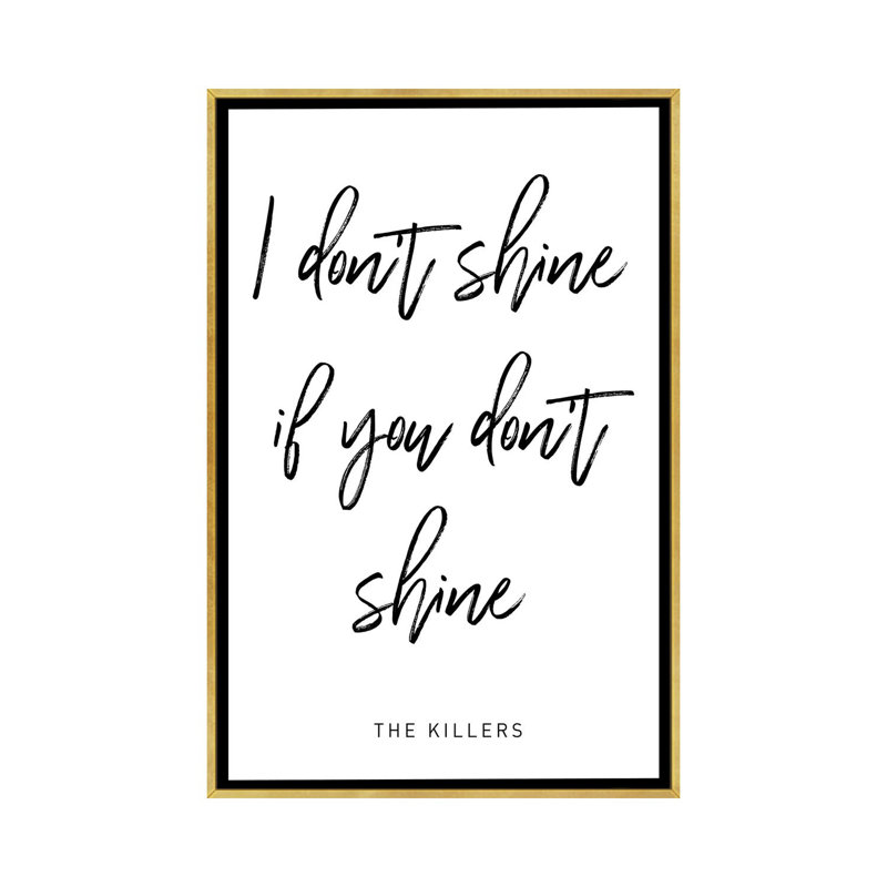 "Shine Killers", reproduction d’art textuel, Pas de tapis, Toile encadrée d'or, H 26 po x l 18 po x 1,5 po
