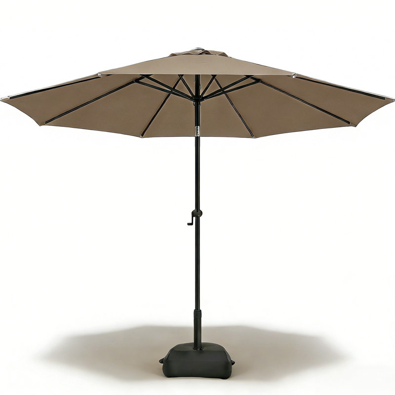 Parasol de marché 10 pi avec base et bouton poussoir inclinable 10 pi, Tanné