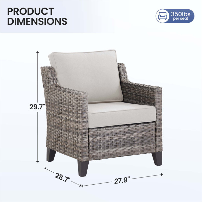 Outdoor Patio Arm Chairs Set Of 2, Wicker Furniture Ideal For Porch, Poolside, Deck, And Yard Lounging, Gray