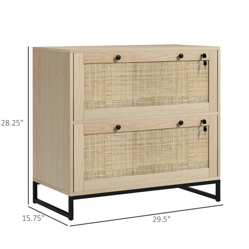Locking File Organizer - Accented Box Adjustable Hanging Bar For Letter, A4, Legal Papers Natural Beauty Office Storage Cabinet With Lock 2 Drawer Vertical Surface, For Multiple Paper Sizes Color