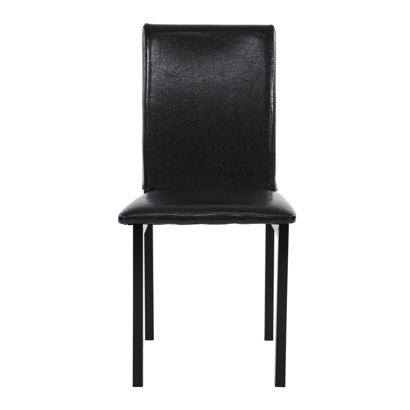 Ensemble de 4 chaises de salle à manger à structure en métal avec sièges en similicuir brun et finition noire durable pour les intérieurs modernes