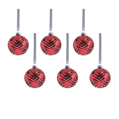 Ensemble de 6 boules en verre à chevrons métalliques Trieste