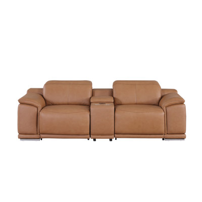 Lily 3 Piece 2 Power Top Grain Italian Leather Home Theater Seating