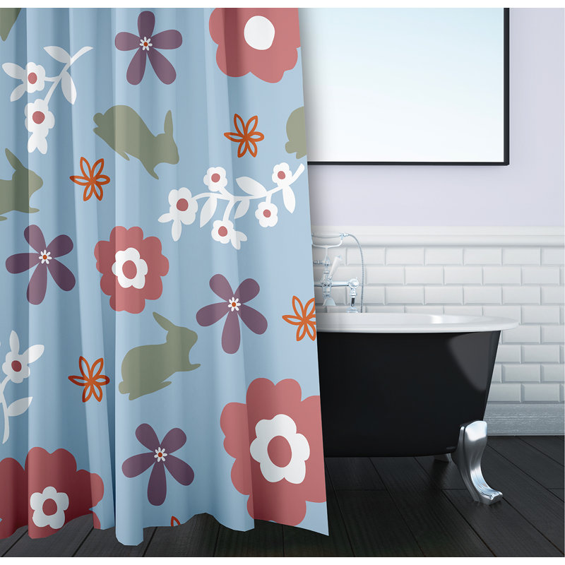 Rideau de douche Cheviot Floral par E by Design, Bleu clair