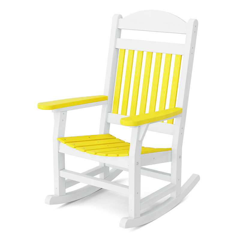 Chaise berçante Heritage, Jaune citron / blanc