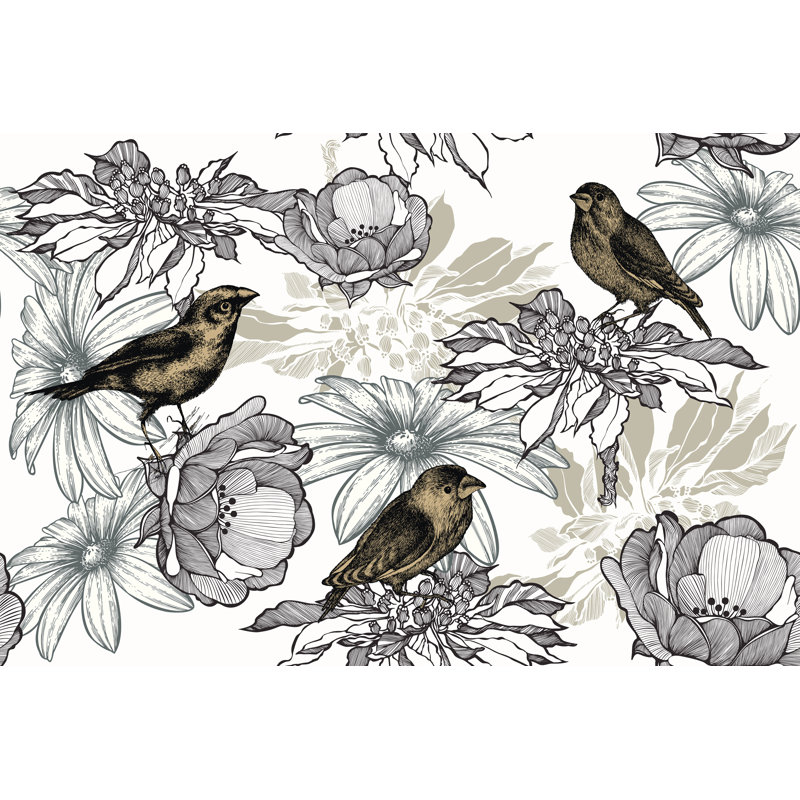 Rouleau de papier peint adhésif Chamond Birds with Roses Candila L 10 pi x l 24 po