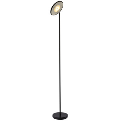 Modern LED Uplighter Metal Floor Lamp In Satin Nickel With Memory Dimmer Button By