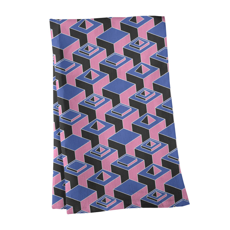 Patricia Geoffrey Tea Towel Kitchen Towel, Pink/Black, Poly Twill