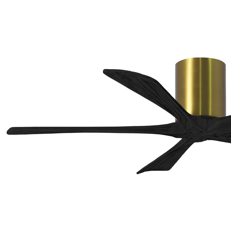 60" Irene 5-Blade Hugger Ceiling Fan with Wall Remote, 52", Matte Black, Brushed Brass