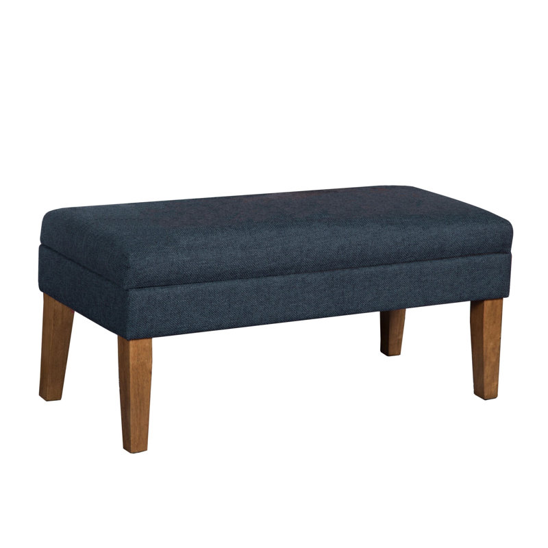 Banc de rangement à couvercle rabattable Delphina, Marron foncé, Bleu marine