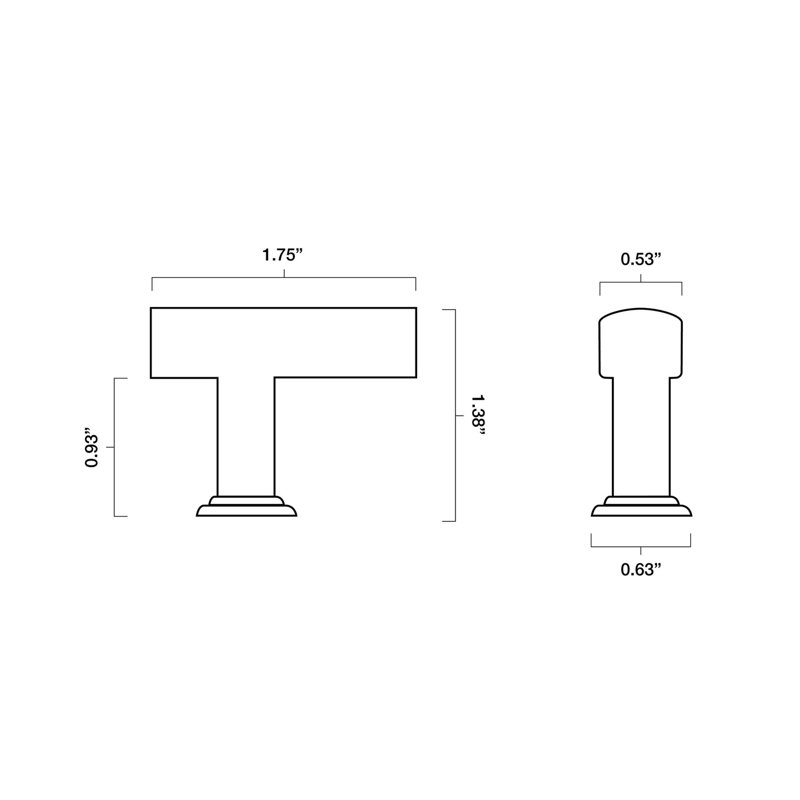 Mod Bar Knob, Matte Black/Satin Brass