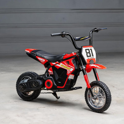 Moto électrique rouge foncé pour enfants de 8 à 12 ans, alimentée par batterie 24 V avec 12 pneus et suspension arrière, capacité de 143 lb pour le plaisir en plein air