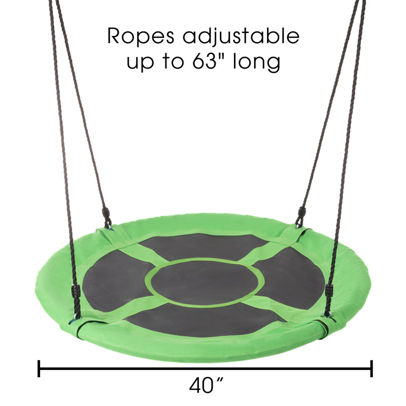 Saucer Swing - Balançoire suspendue à un arbre de 40 po de diamètre - Disque rond avec corde réglable - Accessoire de jeu pour l'extérieur ou la cour par Hey Play