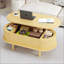 Table basse à plateau relevable cannelé avec compartiment caché-432480254