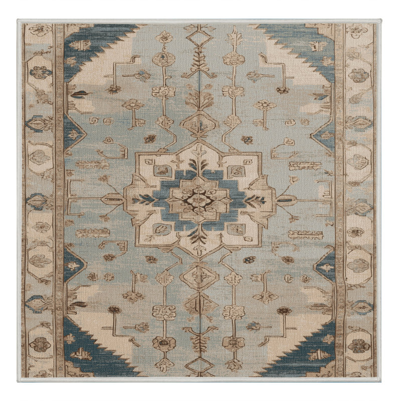 Machine Washable Afyon Beige Area Rug, Square 6'