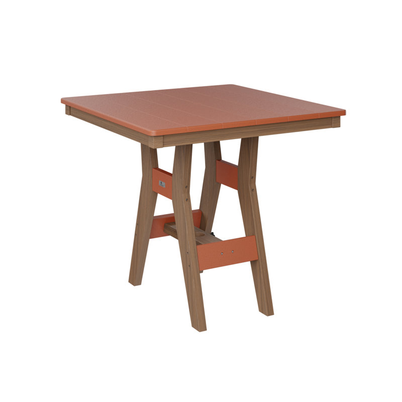 Harbor Outdoor Square Dining Table, Antique Mahogany, 30.37" H x 33" W x 33" D, Mango Orange