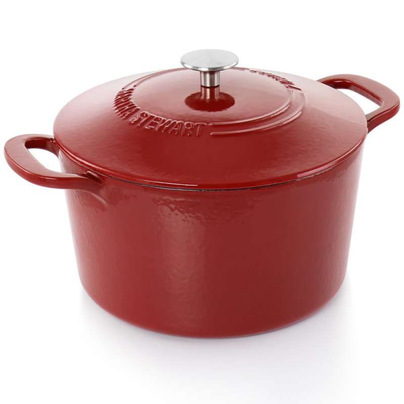 Martha Stewart 7 Quart Enameled Cast Iron Dutch Oven With Lid In Yellow Ombre, Red