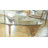Triangle Glass Coffee Table with Wooden Base Clear Glass Top Mid-Century Abstract Glass Table-1057579312