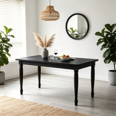 55.1" W Rectangular Solid Wood Dining Table For 4 To 6 People