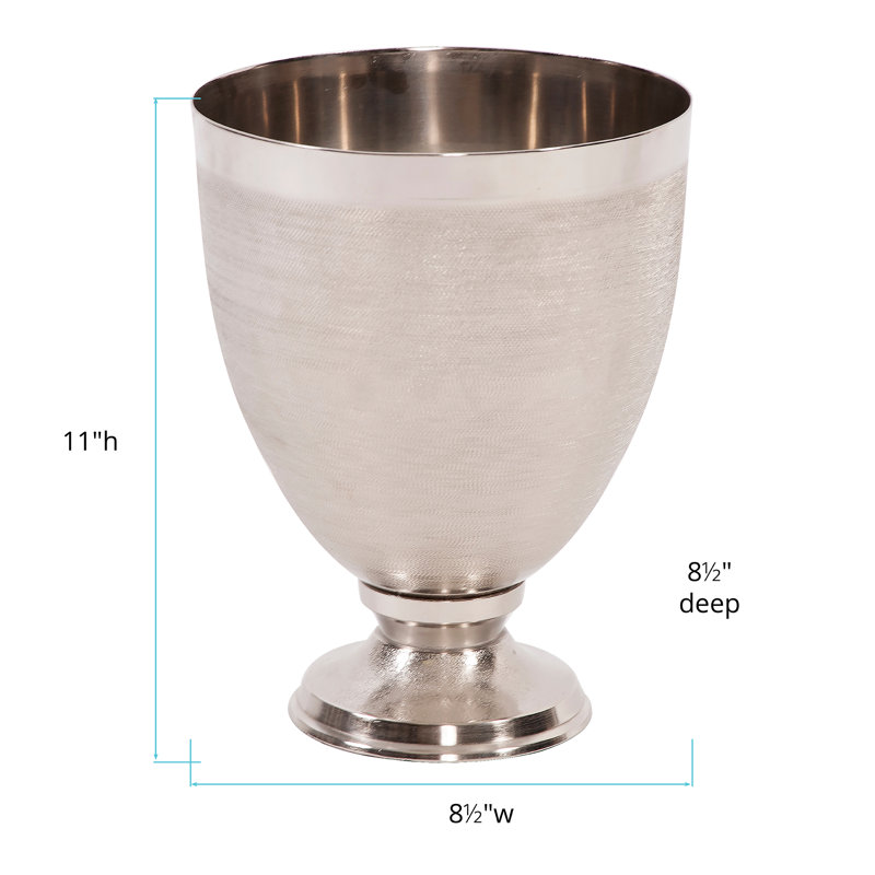 Vase de table en verre Lipton, Argent, H 11 po x l 8 po x P 8 po