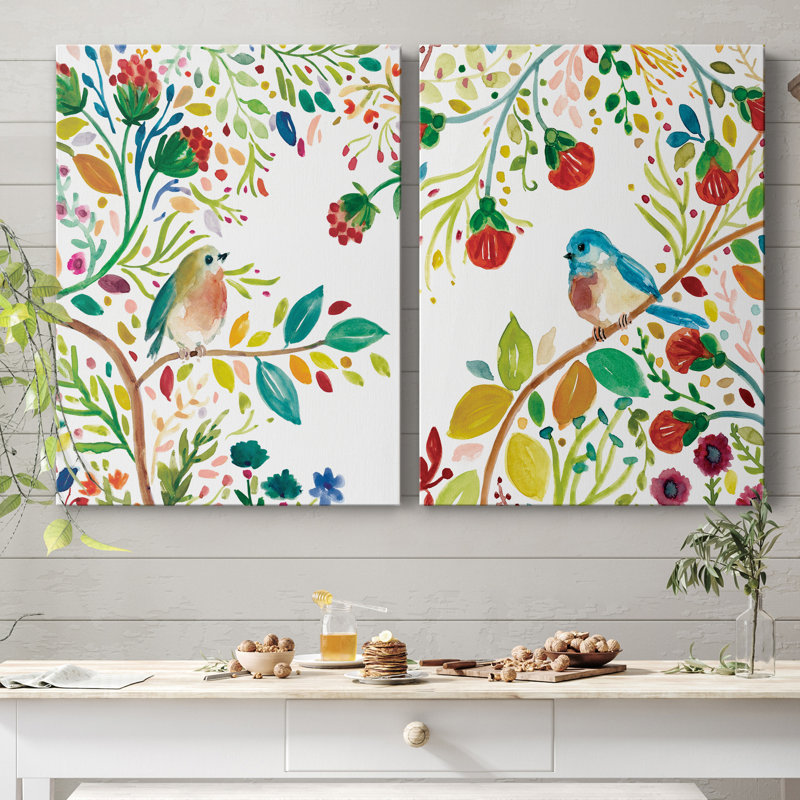 " Morning Song I " 2 - Pieces, No Mat, 12" H x 8" W x 1" D, Wrapped Canvas
