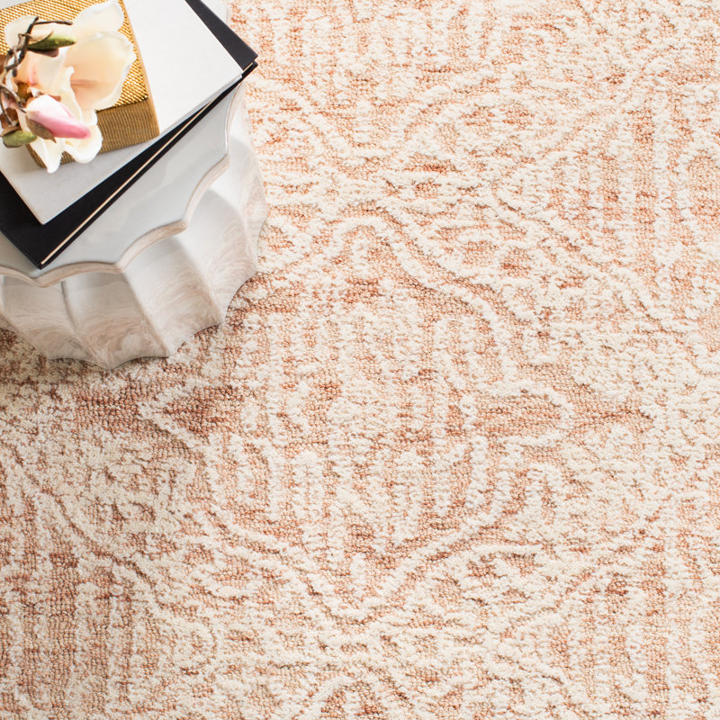 Robblee Hand Tufted Wool/Cotton Geometric Rug in Ivory, Square 7'