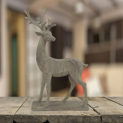 Conrad DEER 46cm Carved Wood Effect