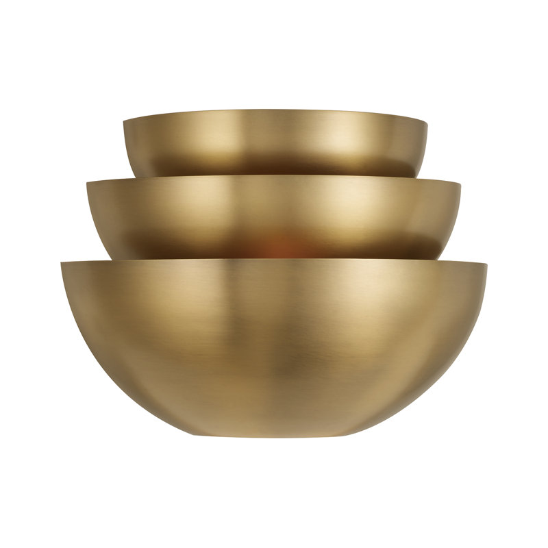 15" W x 11" H 1-Light Modern Tiered Bowl Sconce in Aged Brass