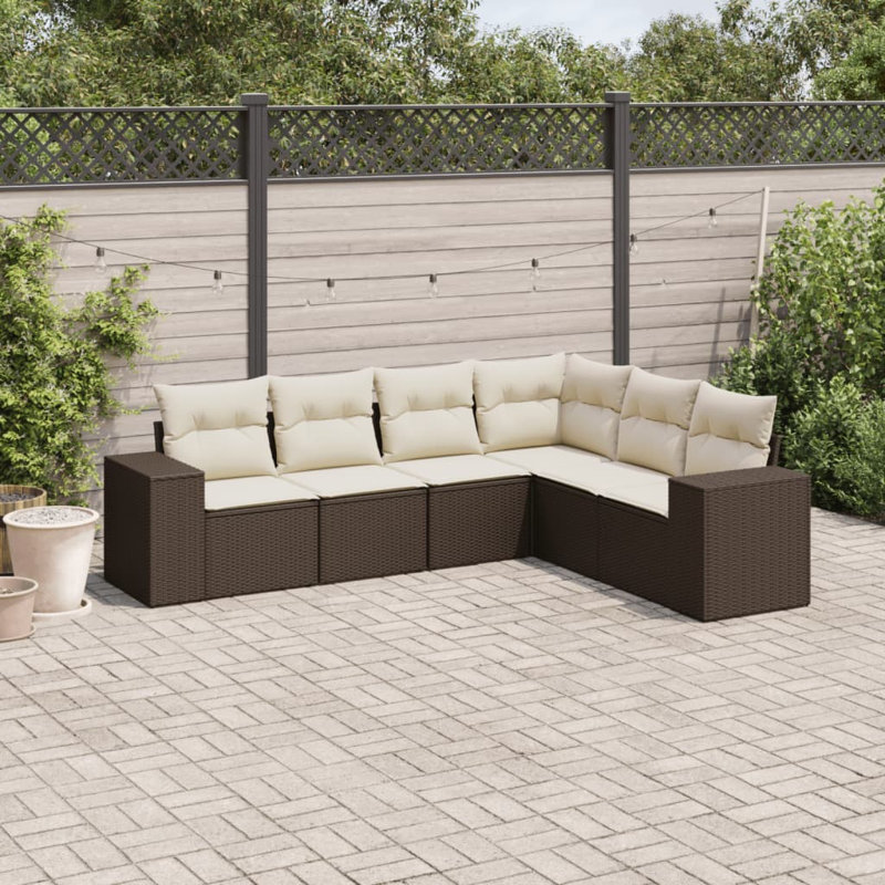 Ensemble de canapé de jardin Vidaxl brun, blanc crème