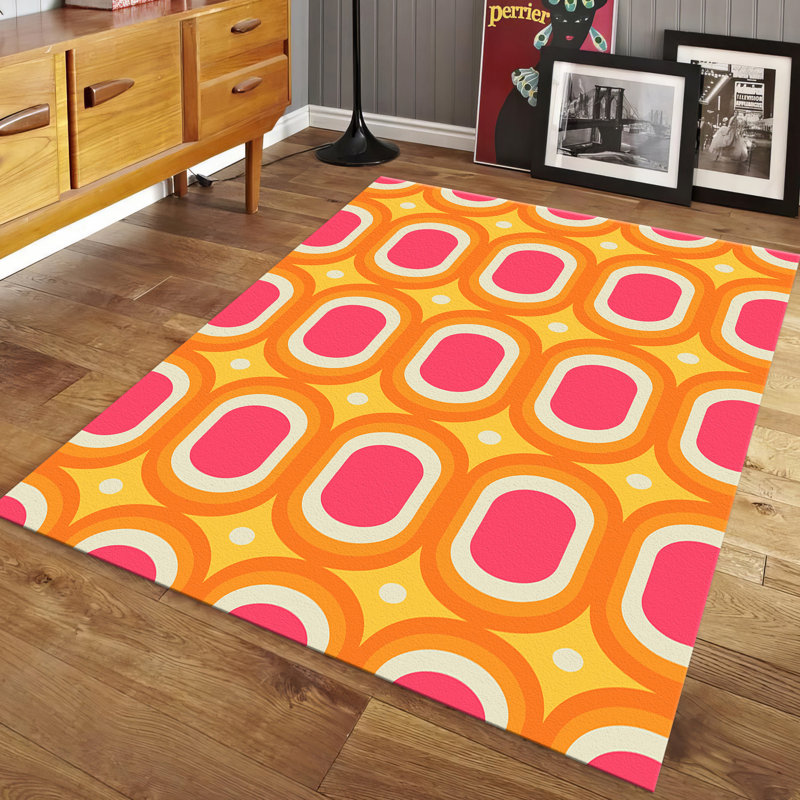 Floral Printed Non-Woven Thin Type Rug with Elegant Traditional Design for Living Room or Bedroom Decor, Rectangle 2' x 2'11"