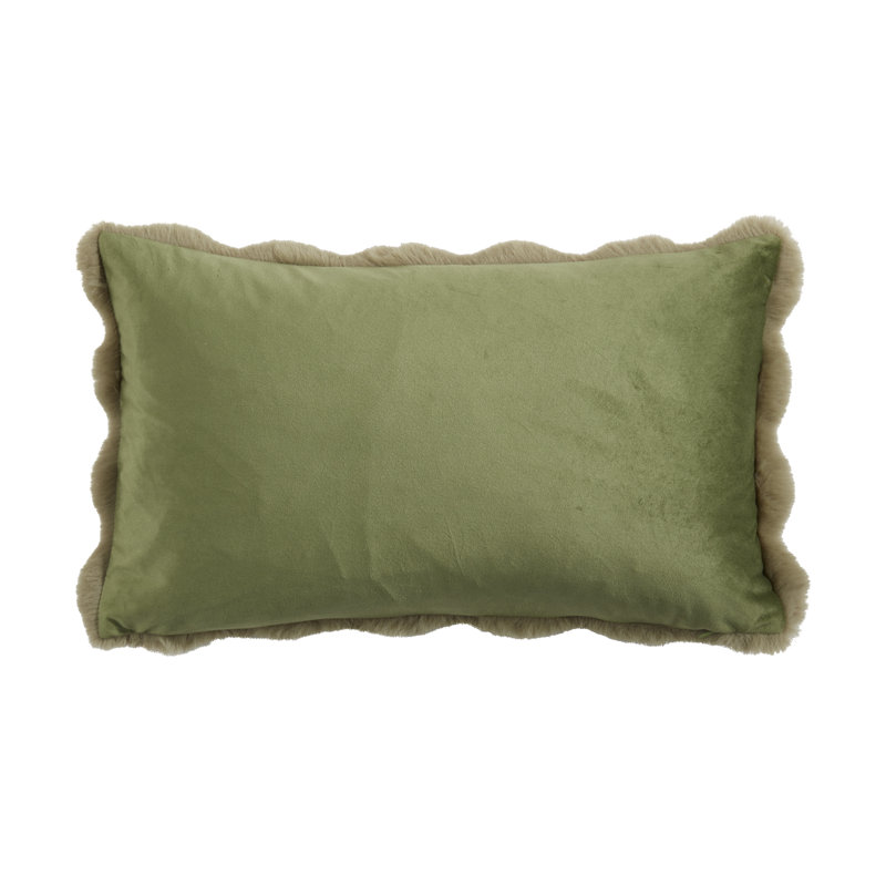 Cozy Bubble Faux Fur Pillow Cover, Down, Rectangle 12" H x 20" W, Sage