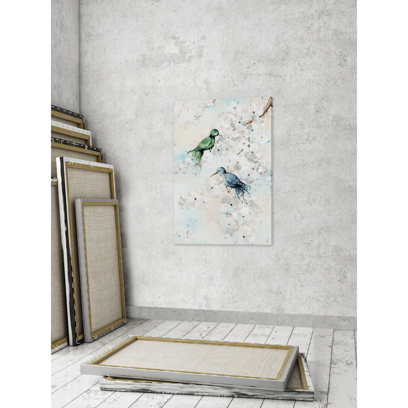 Paire de colibris - reproduction sur toile, H 40 po x l 60 po x P 1,5 po
