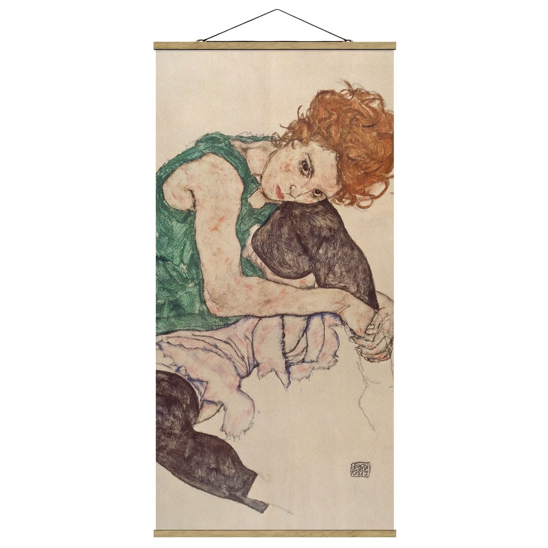 Stoffbild Sitting Woman with Upraised Knee von Egon Schiele