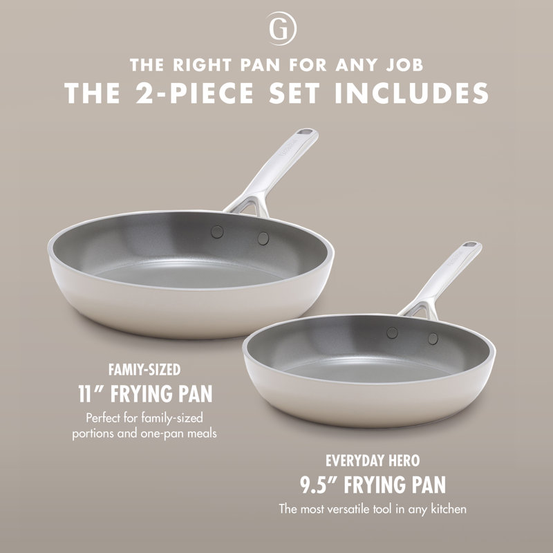 GreenPan GP5 Colors Healthy Ceramic Nonstick 9.5" and 11", 2 Piece Frypan Set, Taupe