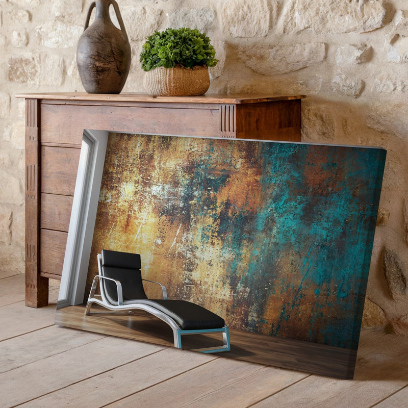 Toile, "A Modern Interior Scene", avec une élégante chaise longue minimaliste en cuir noir avec accents chromés