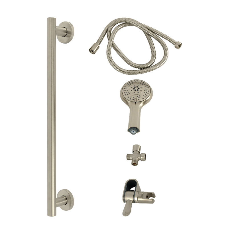 Kingston Brass Made To Match Shower System With Slide/Grab Bar And Hand Shower, Brushed Nickel