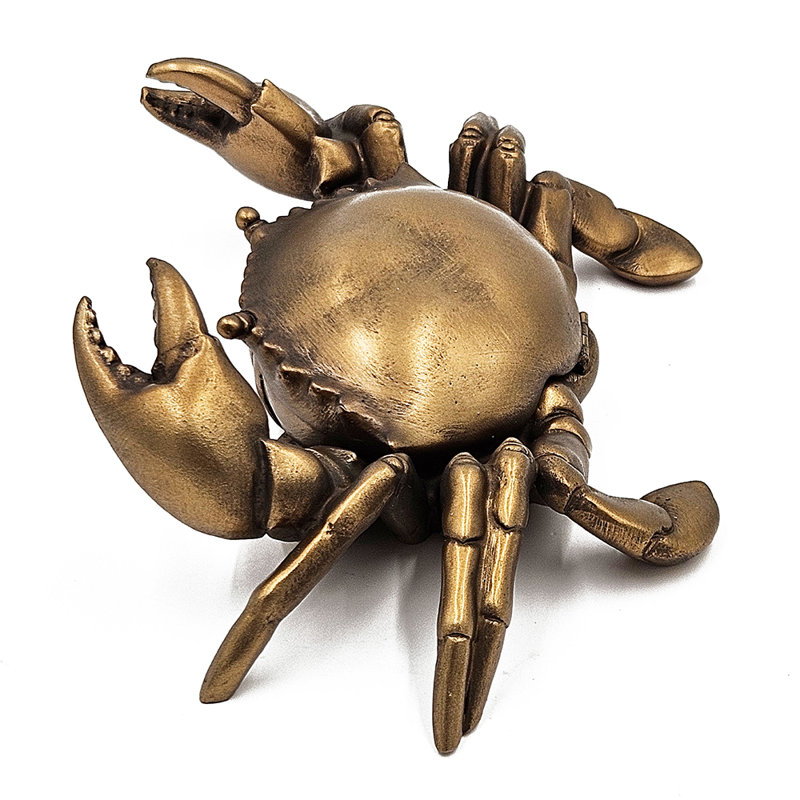 Boîte de crabe réaliste en polyrésine 9,5 x 6 x 3 po avec finition cuivre chaud