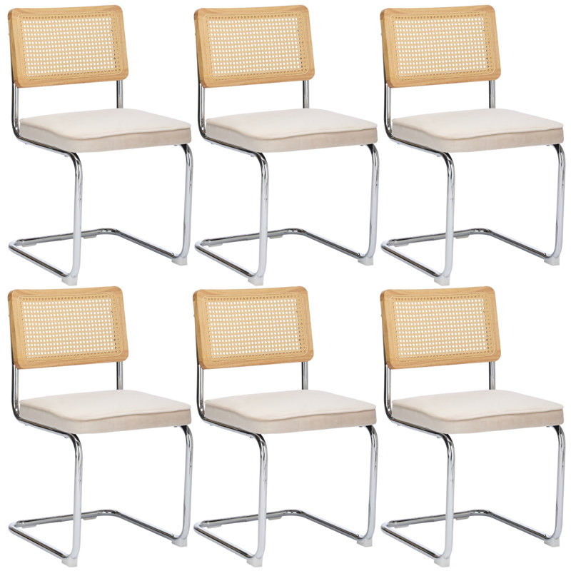 Chaise d'appoint en porte-à-faux rembourrée Crumley, 6, Beige