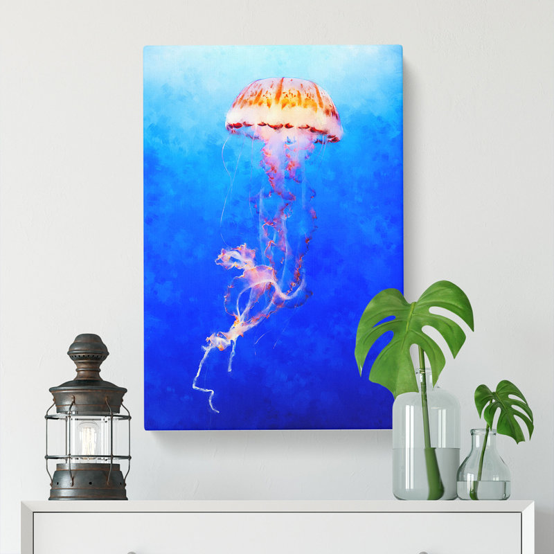 Orange Jellyfish - Wrapped Canvas, 50cm H x 35cm W x 3cm D