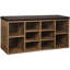 Collection - Banc à chaussures, banc de rangement avec siège rembourré, banc d'entrée avec 10 compartiments, pour chambre, 11,8 x 40,9 x 18,9 pouces, brun rustique et brun châtaignier