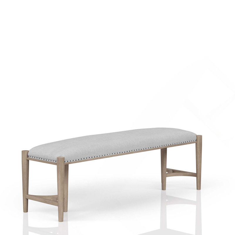Banc rembourré couleur sable avec pieds en bois
