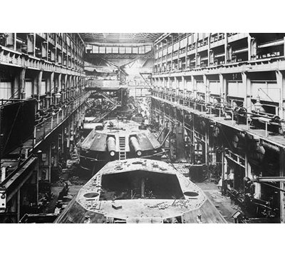 " Battleship Turrets Produced At Armstrong Works In England "