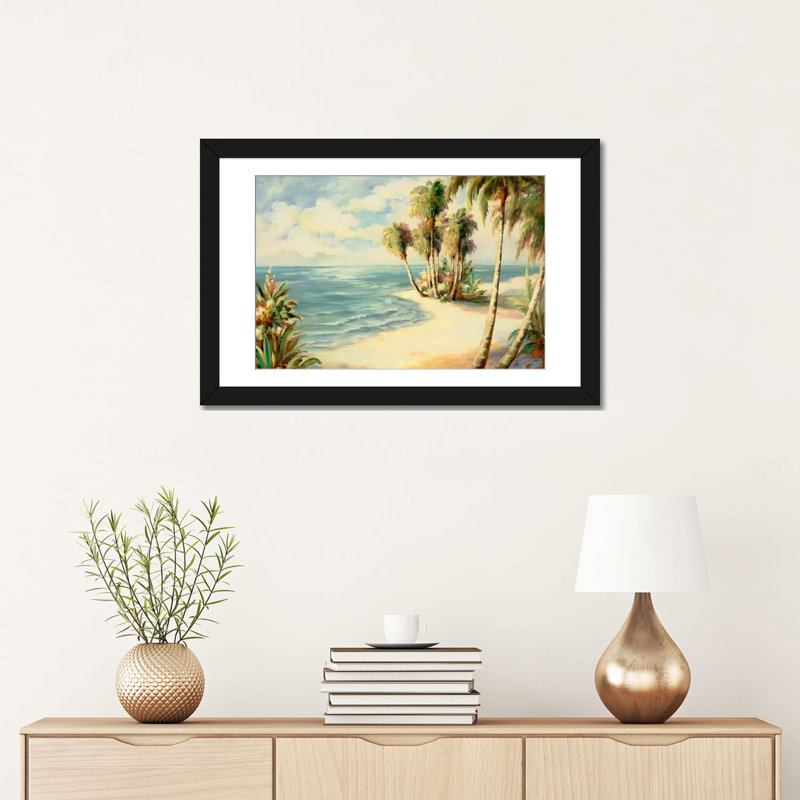 «Tropical VIII», reproduction sur toile, H 24 po x l 32 po x P 1 po, Papier d'art encadré noir, Blanc