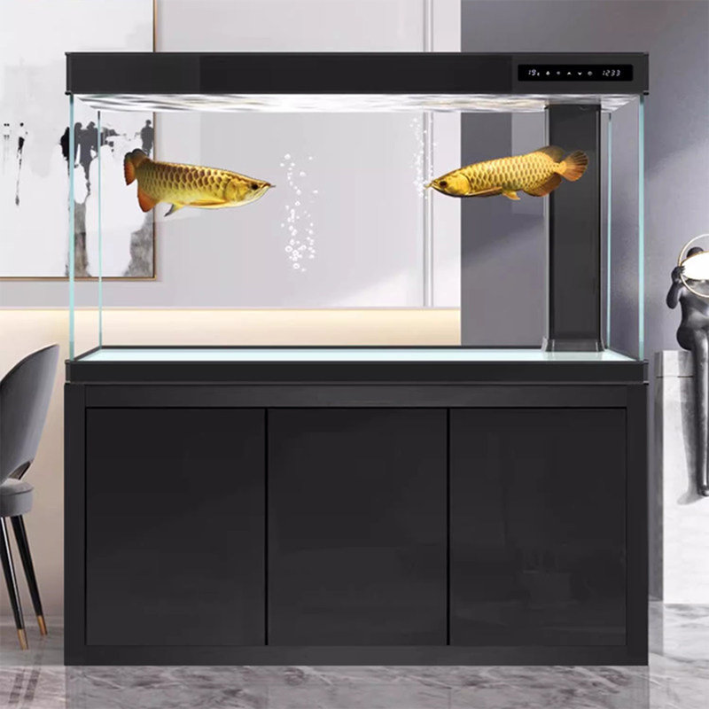 59.06"Large bottom-filtered ultra-clear glass black fish tank aquarium
